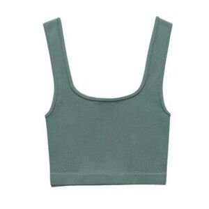 Zara Green seamless top cropped